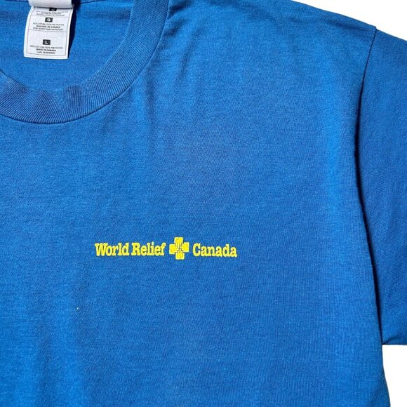 90s Vintage Teach A Man To Fish T-shirt single stitch world relief Canada quote. - Picture 4 of 6